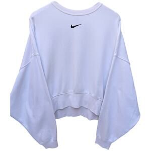 Nike Crewneck Sweatshirt Womens Medium White Mini Swoosh Essential Pullover